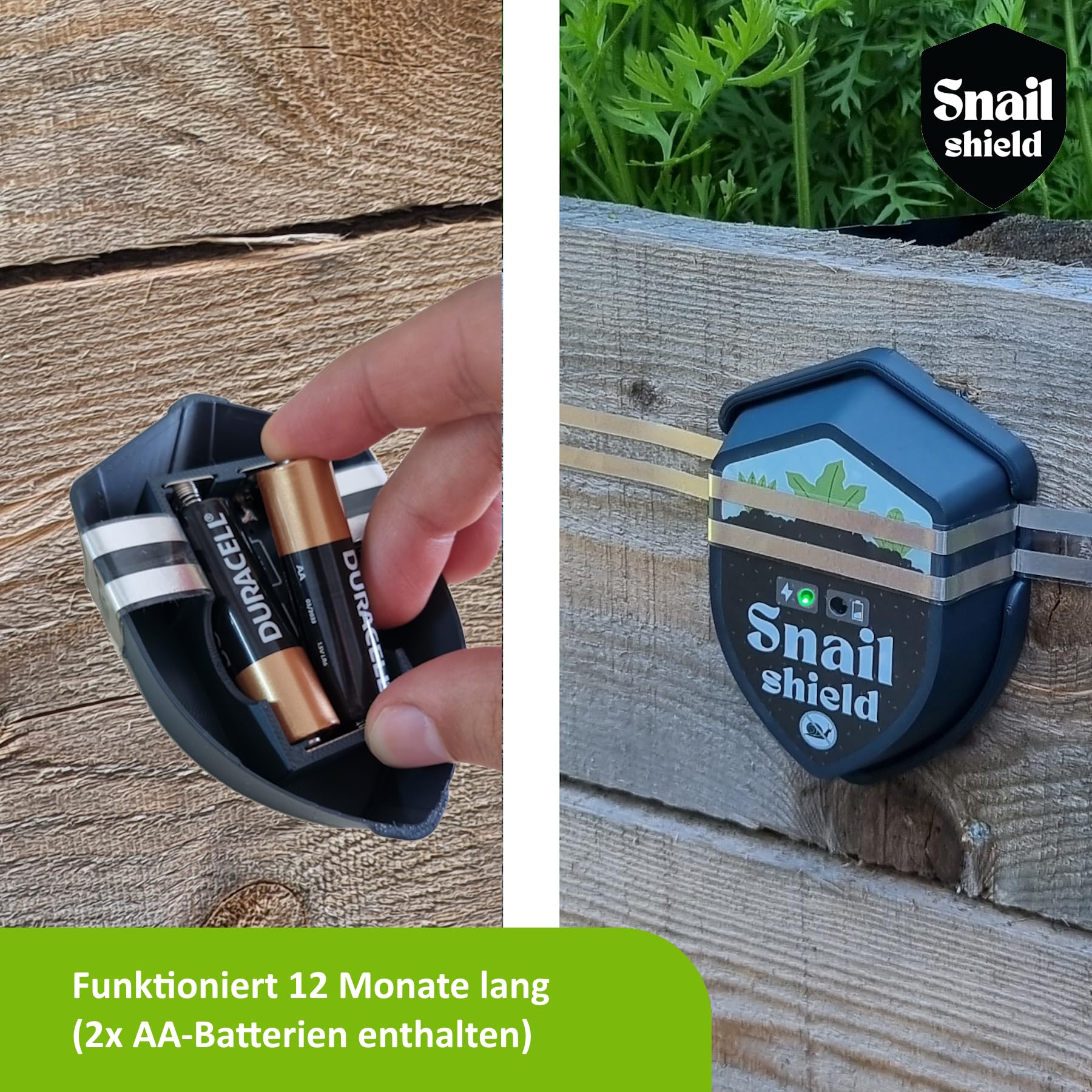 Snail Shield® - PRO Schneckenzaun Elektrisch Set für Hochbeet mit 11m Zaunband, Schneckenschutz für Gärten, Gemüsebeet, Pflanzen, Einfache Installation, verbesserte Software 2026 (Made in EU)