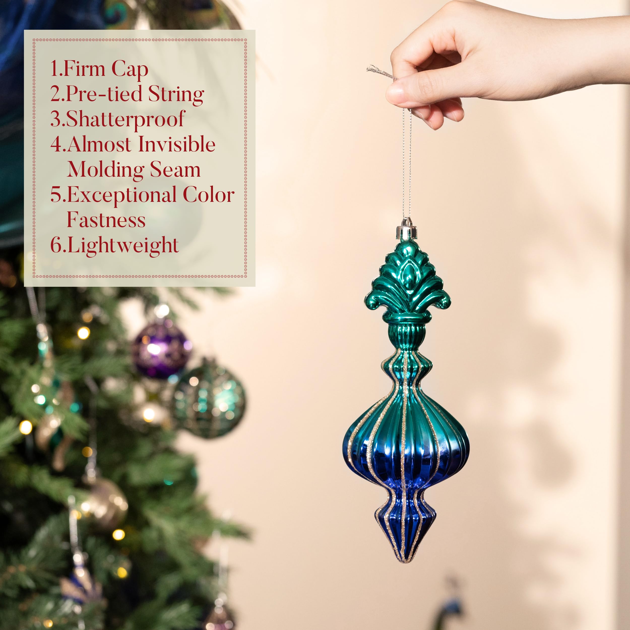 Valery Madelyn Lot de 80 Boules de Noël incassables à Suspendre pour Sapin de Noël, Bleu Paon, Violet, Vert