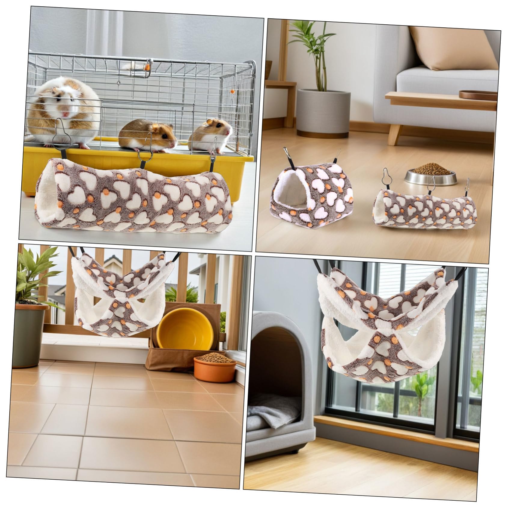 FRCOLOR 3pezzi Letto per Criceti Sospeso Tunnel di Peluche per Topi Nascondiglio per Piccoli Animali Kit di Accessori per Furetti e Criceti Casa Calda per Animali Domestici