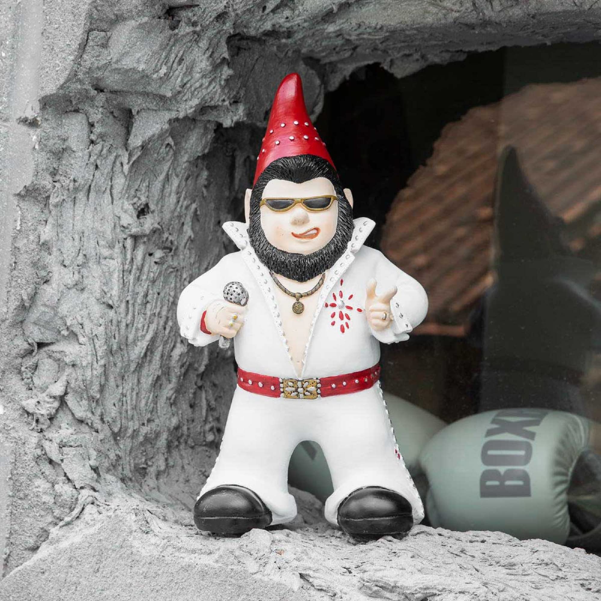 Duża piosenkarka krasnal statuetka ogrodowa na zewnątrz żywica figurka krasnoludka dekoracja domu zabawna rzeźba na patio poch podwórko ozdoba dom wyjątkowy prezent