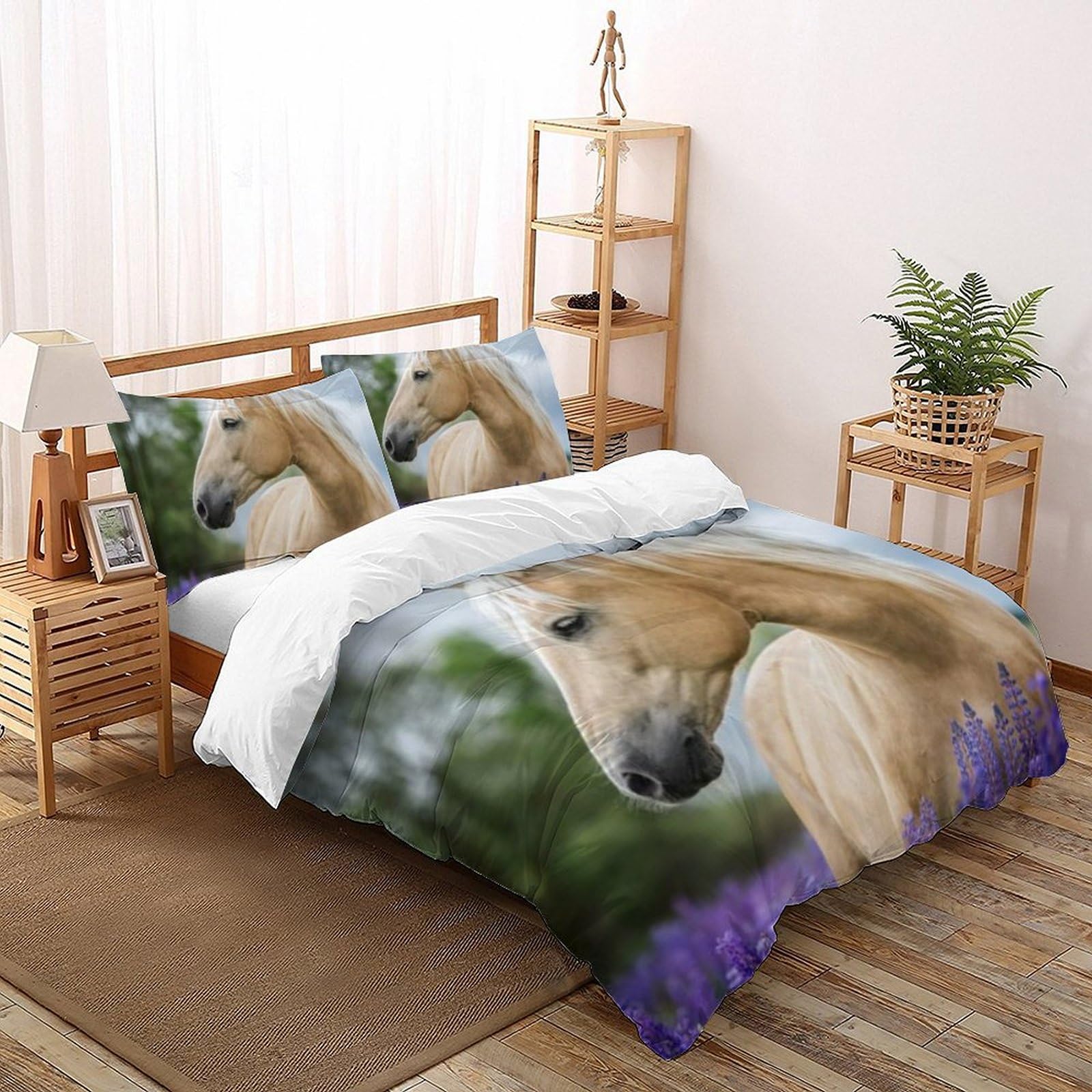 Housse de couette imprimé 3D animaux microfibre toucher soie de luxe