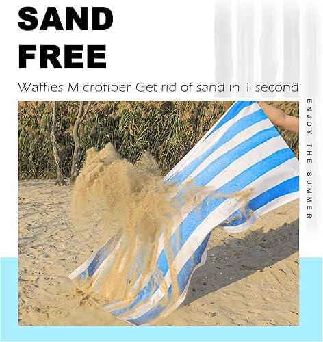 Miniatura 4 de Toalla de playa de microfibra de punto gofre de lujo, toalla de baño, piscina, toalla de natación, suave, a prueba de arena, de secado rápido,