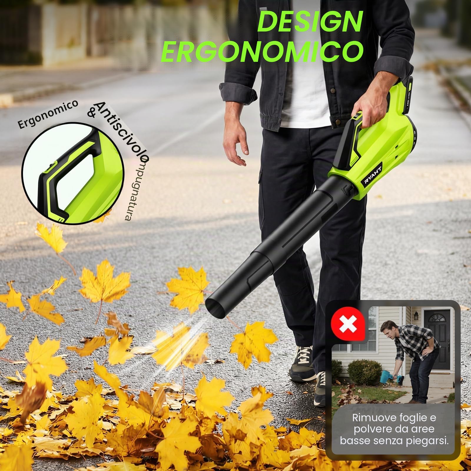 Soffiatore per foglie senza fili, con batteria e caricabatterie, 2 modalità di velocità, 2 batterie, 20 V, potente soffiatore elettrico leggero per soffiare foglie, cura del prato, patio, verde | Spazzaneve elettrico a 2 velocità, 2 batterie, 20 V, potent