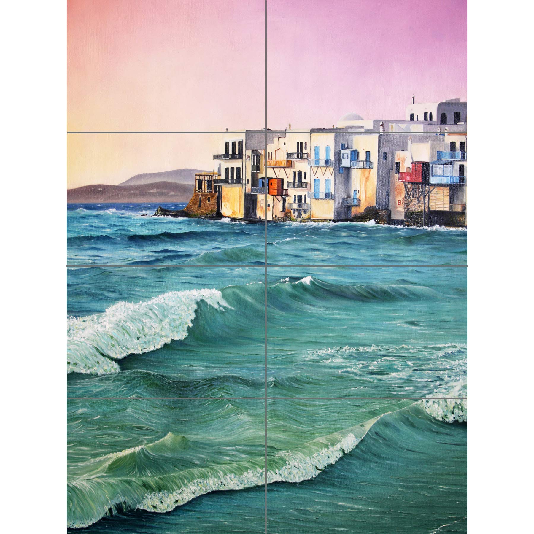 Artery8 Greece By The Sea Painting XL Giant Panel Poster (8 Sections)