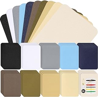 50 Pieces Iron On Fabric Patches Clothing Repair Patches No Sew Patch Colorful Inside Outside Adhesive Patches with Simple Sewing Kit Repair Decorating Kit for Clothing Jean Repair Holes Tearing