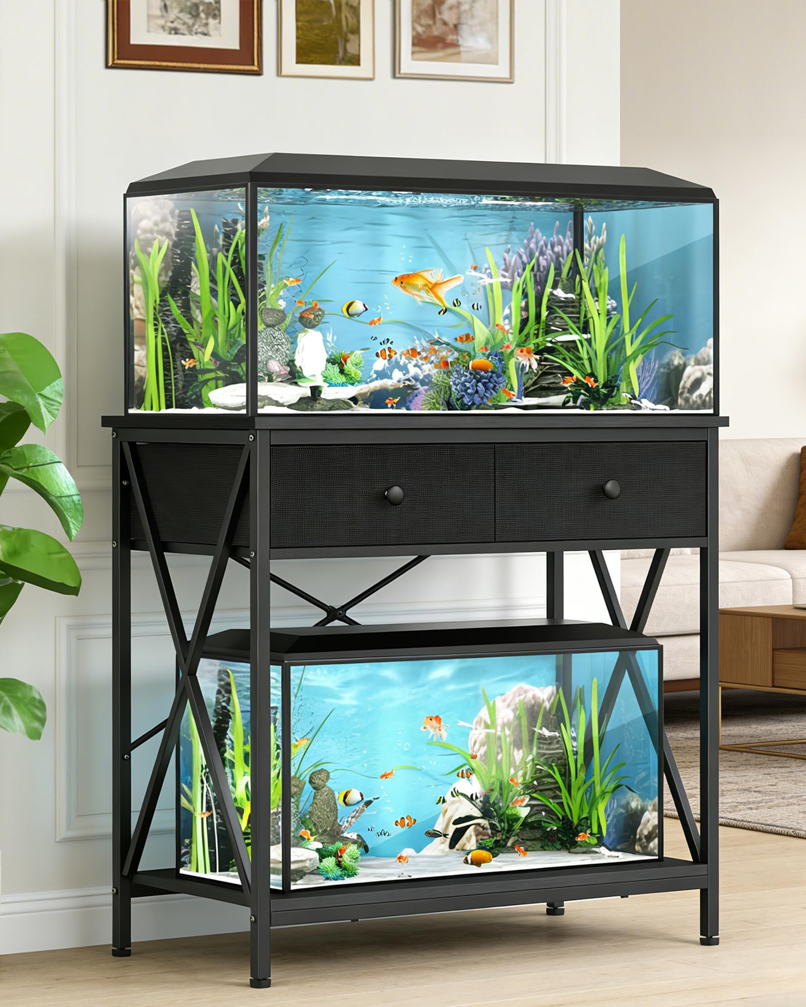 FILKO Fish Tank Stand with Storage, 20-29 Gallon Aquarium Stand Easy Clean