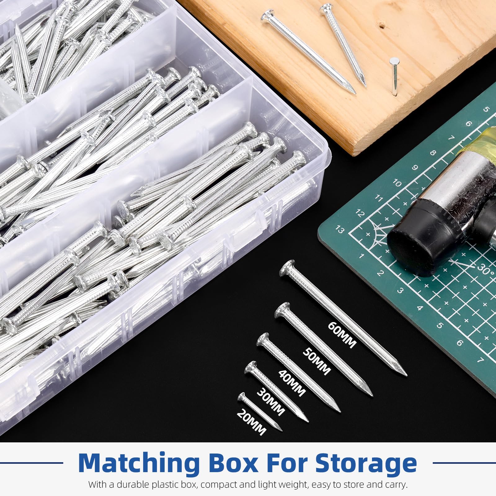300pcs Masonry Nails - Steel Hardware Nails for Wood, Drywall & More -5 300pcs Masonry Nails - Steel Hardware Nails for Wood, Drywall & More -5