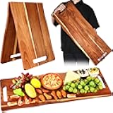 Acacia Large Charcuterie Board, Wood Charcuterie Boards with Handles Foldable Travel 33 x 12 Inch Cheese Boards Serving Board with Food Meat Party Appetizers (Large, Rectangular)