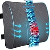Lumbar Support Pillow for Office Chair Back Support Lumbar Pillow for Car, Gaming, Office Chair - Improve Sitting Posture & Back Pain Relief, Memory Foam, Adjustable Straps, Grey
