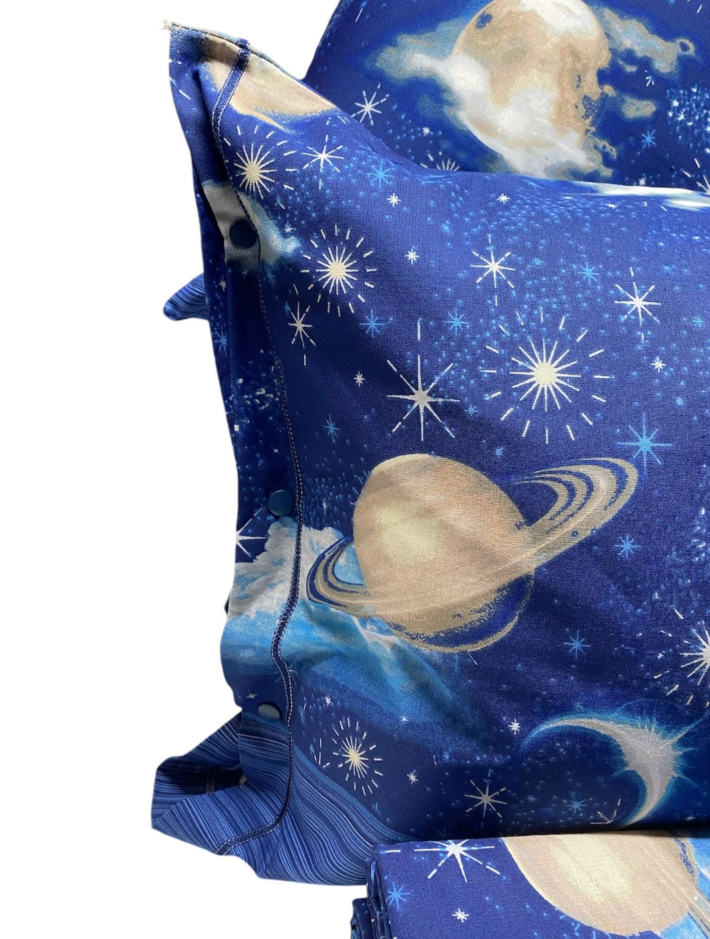 L'Emporio Casa Juego de sábanas completo de algodón 100 % italiano con puesta de sol, corales, estrellas, luna, peces, varios tamaños (planetas, matrimonial)