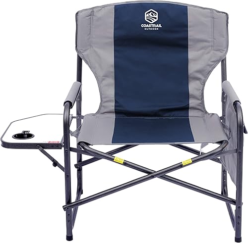 Coastrail Outdoor Silla de director XXL de gran tamaño soporta 600 libras 28 pulgadas de ancho totalmente acolchada para adultos silla de camping