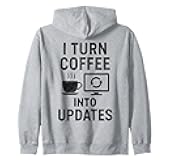 I Turn Coffee Into Updates Funny IT Support Tech Guy Zip Hoodie