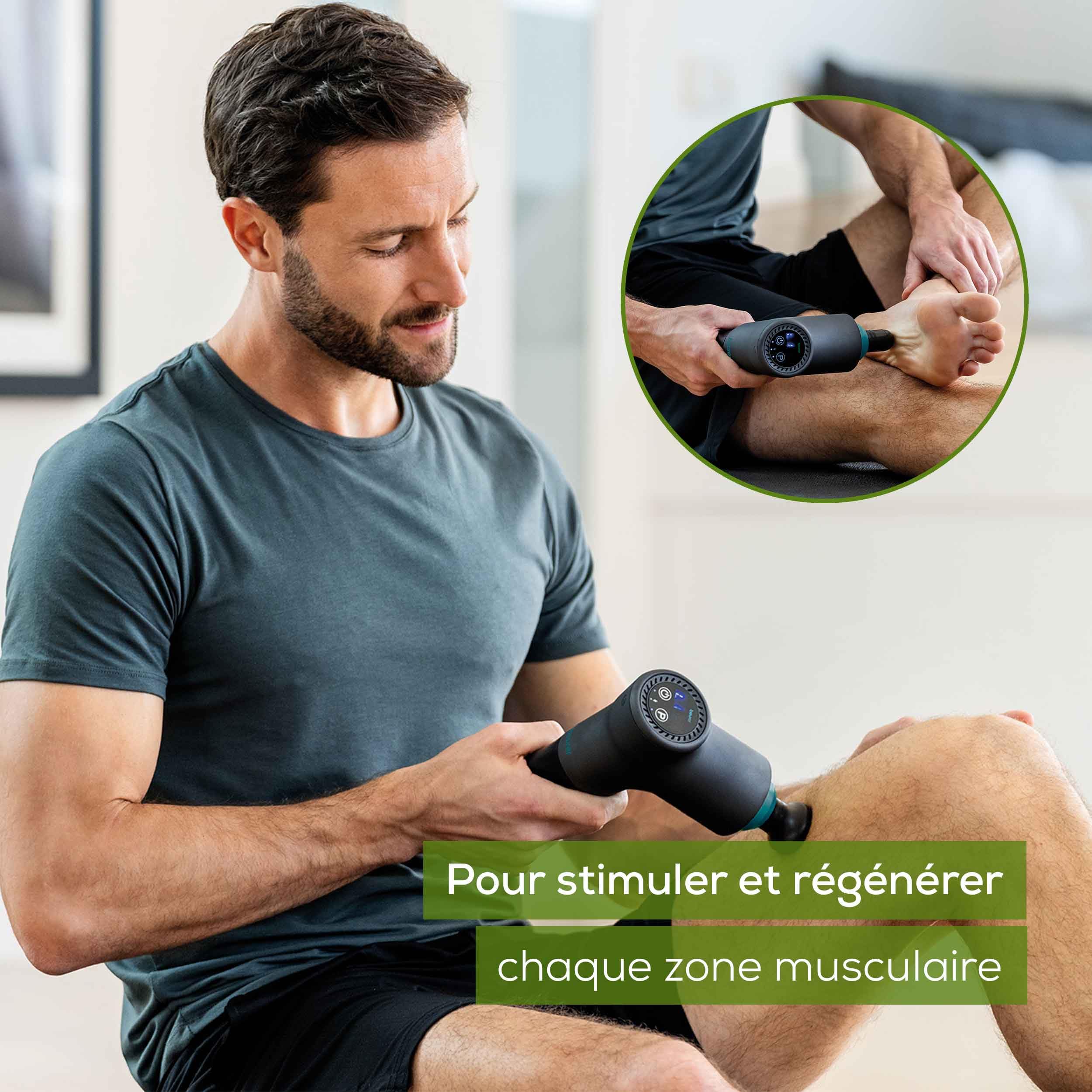 Beurer MG 185 Pistolet de massage avec 5 têtes de massages, massage des points gâchettes, relâchement des tensions, appareil de massage musculaire avec 9 niveaux d'intensité, avec accu