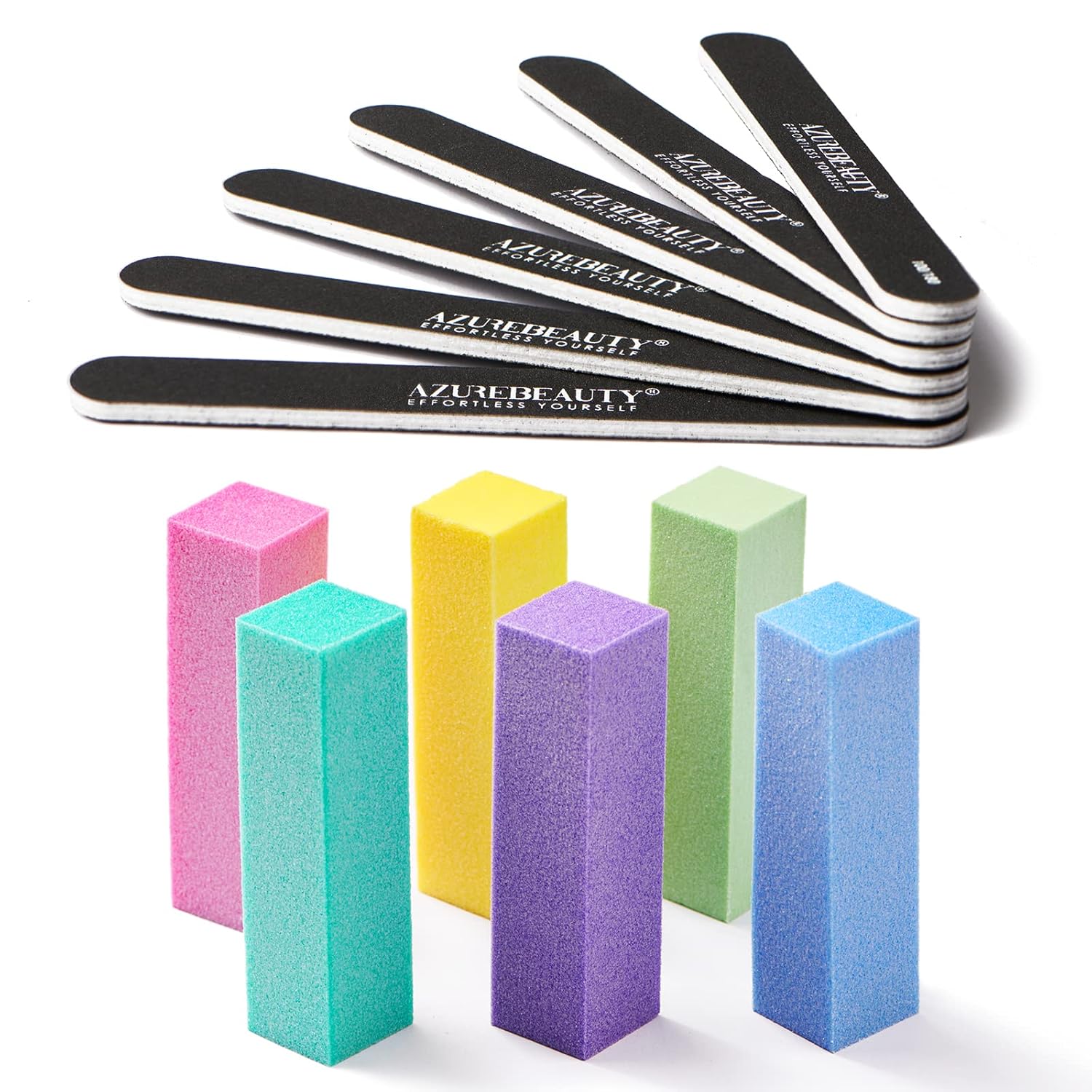 AZUREBEAUTY Nail Files and Buffers, 12Pcs Professional Dip