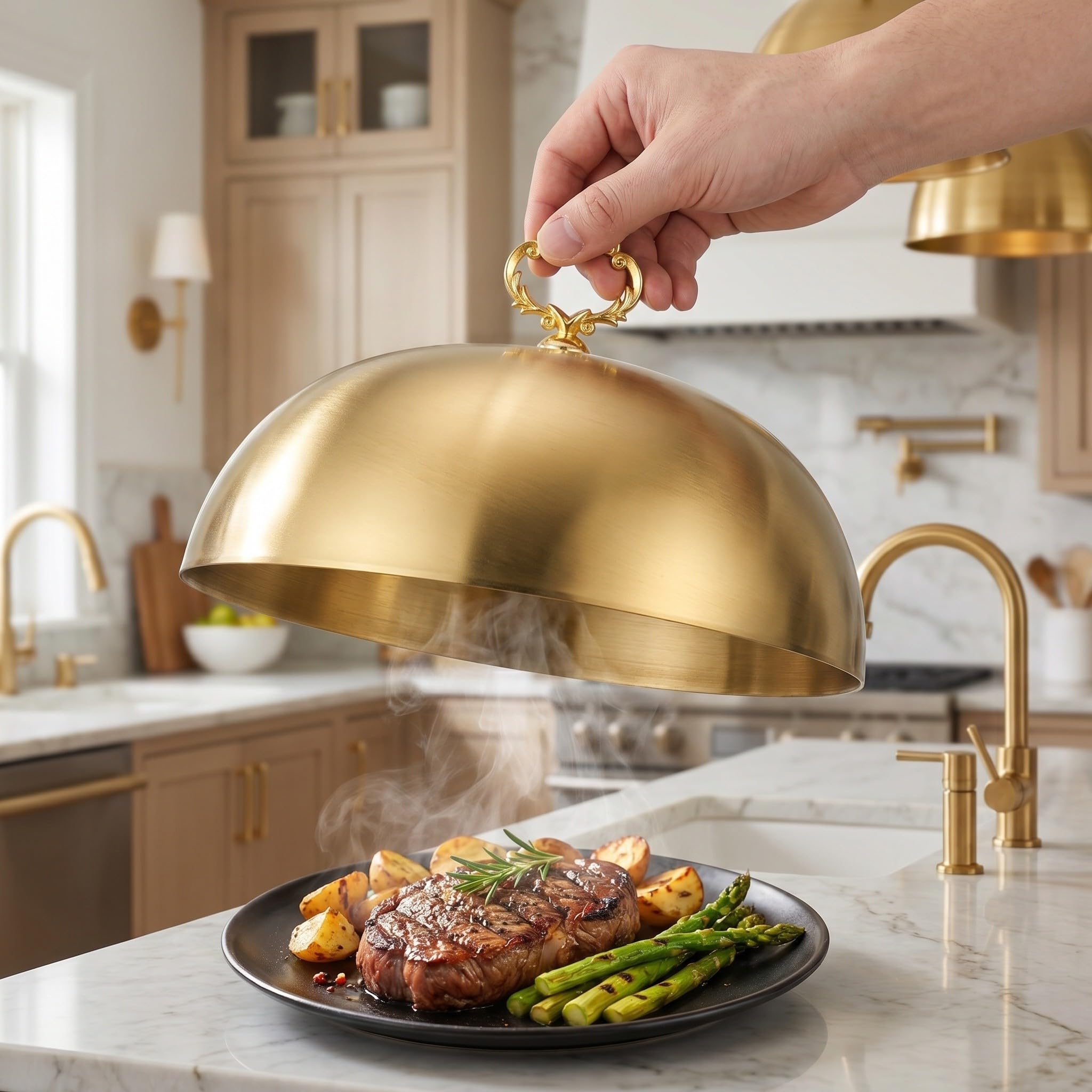 Gold Lebensmittel Schutzkuppel Edelstahl, 20cm, für Steak