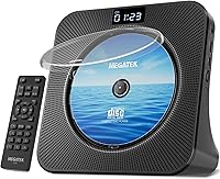 MEGATEK CP28BR Portable Bluetooth CD Player for Home - Stereo Speakers, FM Radio, USB Playback, Remote, AUX - Black