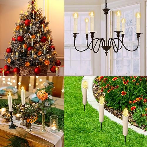 Miniatura 4 de 10 velas LED sin llama para ventana, funciona con pilas, luces de vela con temporizador remoto, velas de árbol parpadeantes ideales para decoración