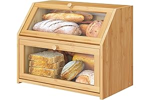 XL Bamboo Corner Bread Box for the Kitchen- Perfect Countertop Storage Solution