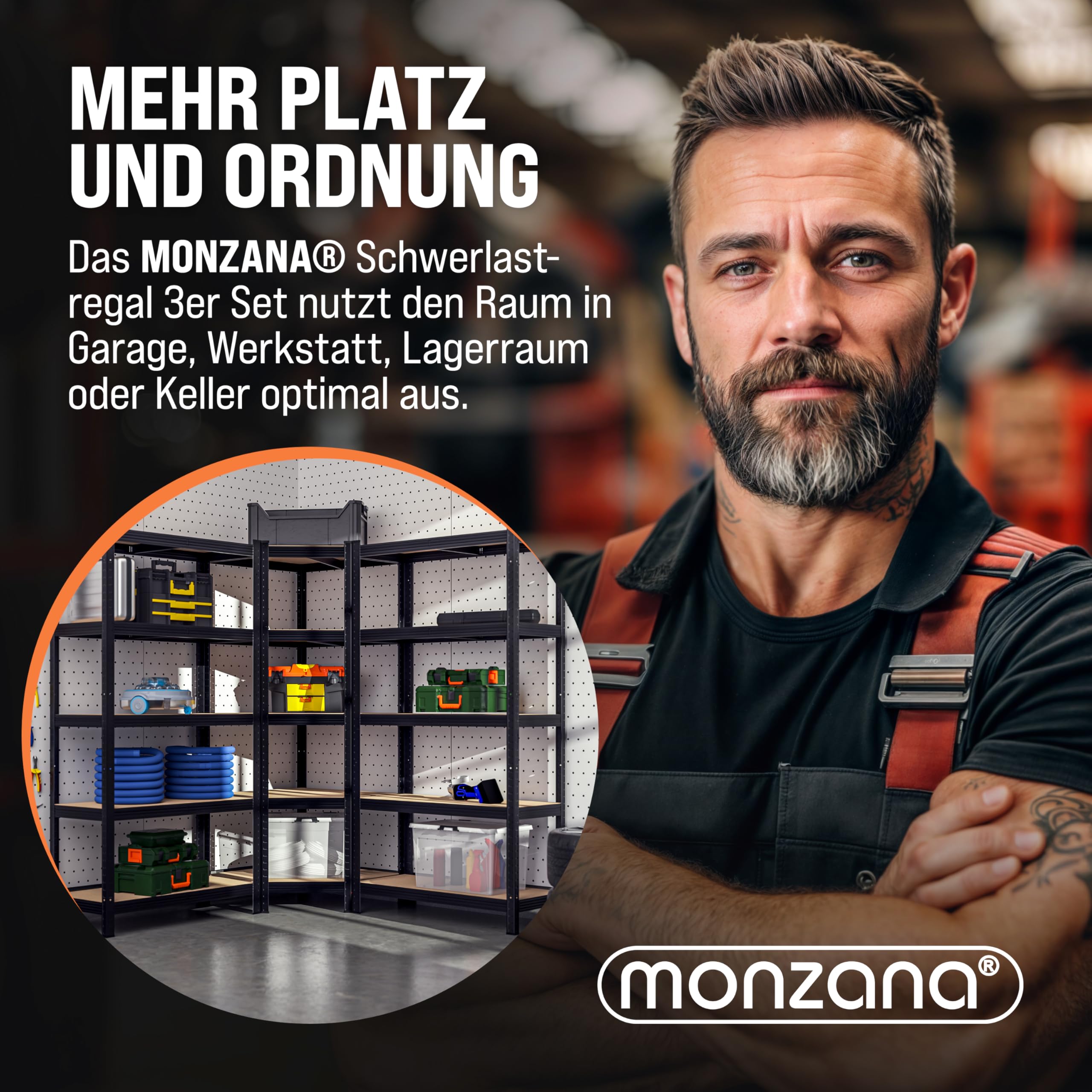 Monzana® 3er Set Schwerlastregal Eckregal 2625 kg 15 MDF-Platten Regal Lagerregal Kellerregal Steckregal Werkstattregal Regalsystem Schwarz