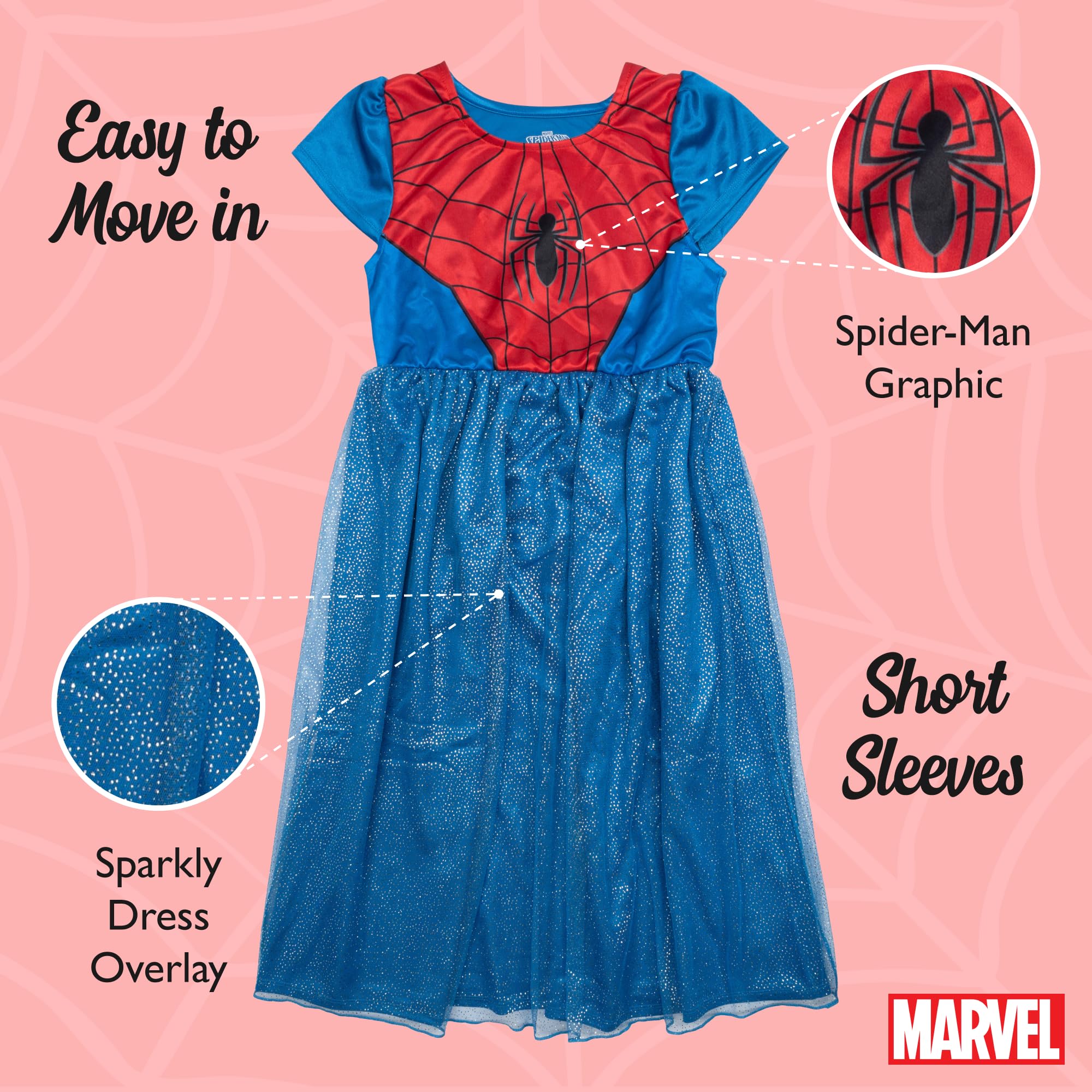 Disney Girls' One Size Fantasy Nightgown, Spider Gown, 6