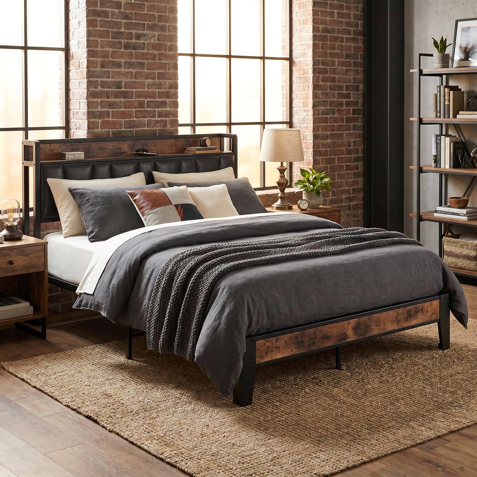 Amazon.com: LIKIMIO Full XL Bed Frame with Storage Headboard and