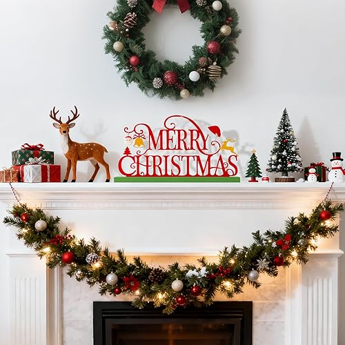 Miniatura 6 de Letrero de Mesa de Vacaciones Metálico, Decoraciones de Centro de Mesa para Hogar, Oficina, Estante, Bandeja Escalonada, Repisa, Interior, Feliz