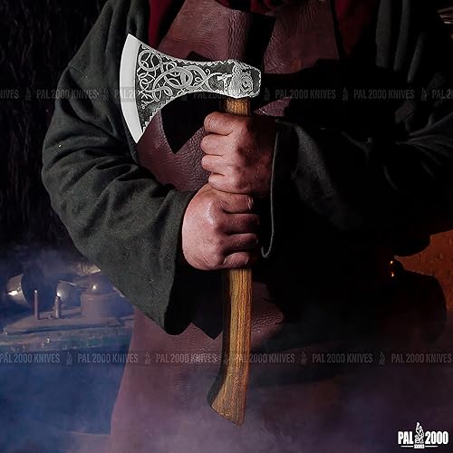 Miniatura 6 de AX-9898 Hacha de hacha vikinga hecha a mano personalizada arma real camping hacha Tomahawk con funda
