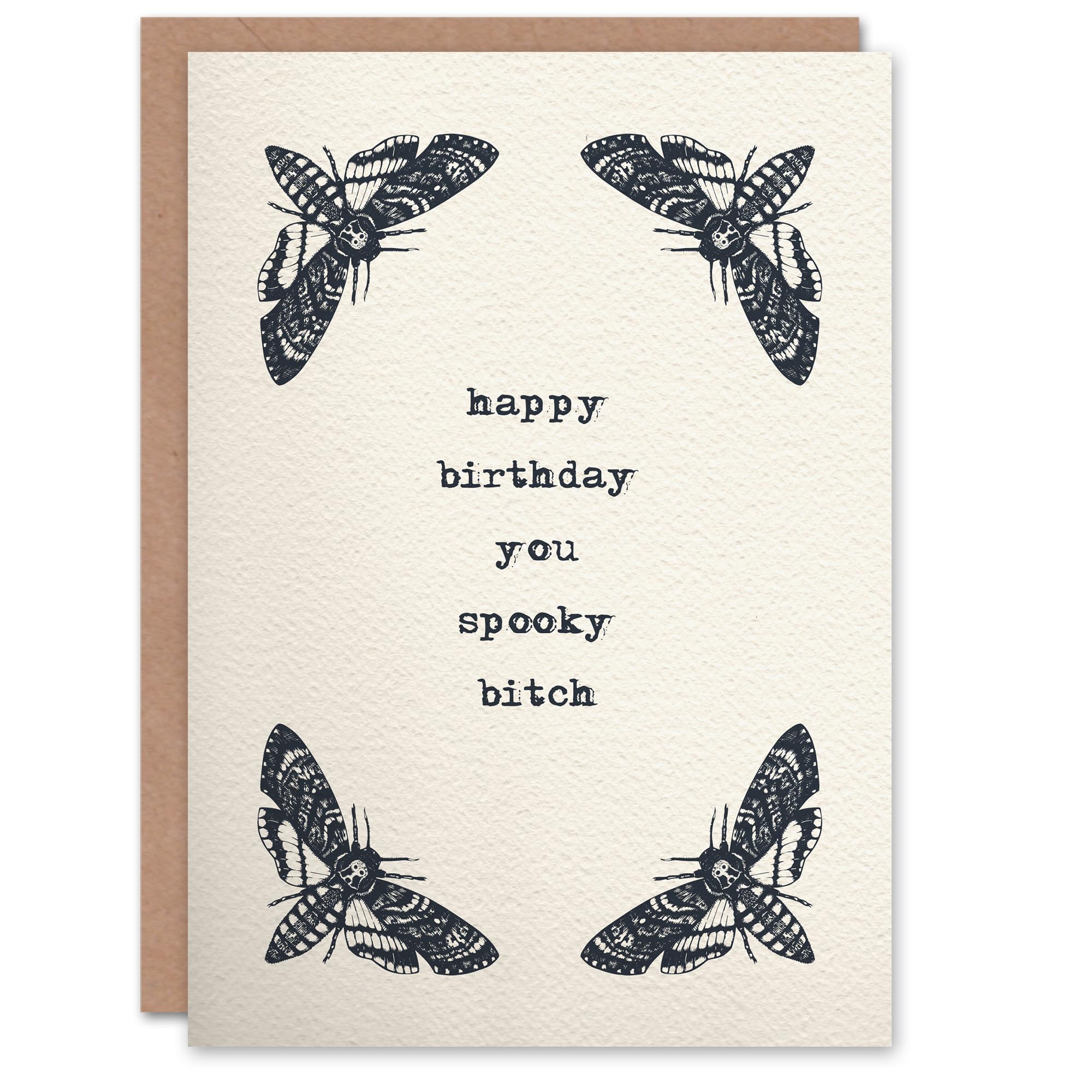 Artery8 Deaths Heads Hawkmoth Moth Vintage Style Drawing Birthday Card