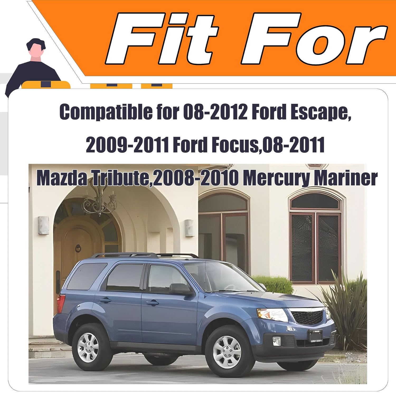 989-019 Fit for 2008-2012 Ford Escape,2009-2011 Ford Focus,2008-2011 Mazda Tribute,2008-2010 Mercury Mariner Ignition Switch Lock Cylinder Assembly/2 Chip Keys with Shear Bolt 9L8Z-3511-A