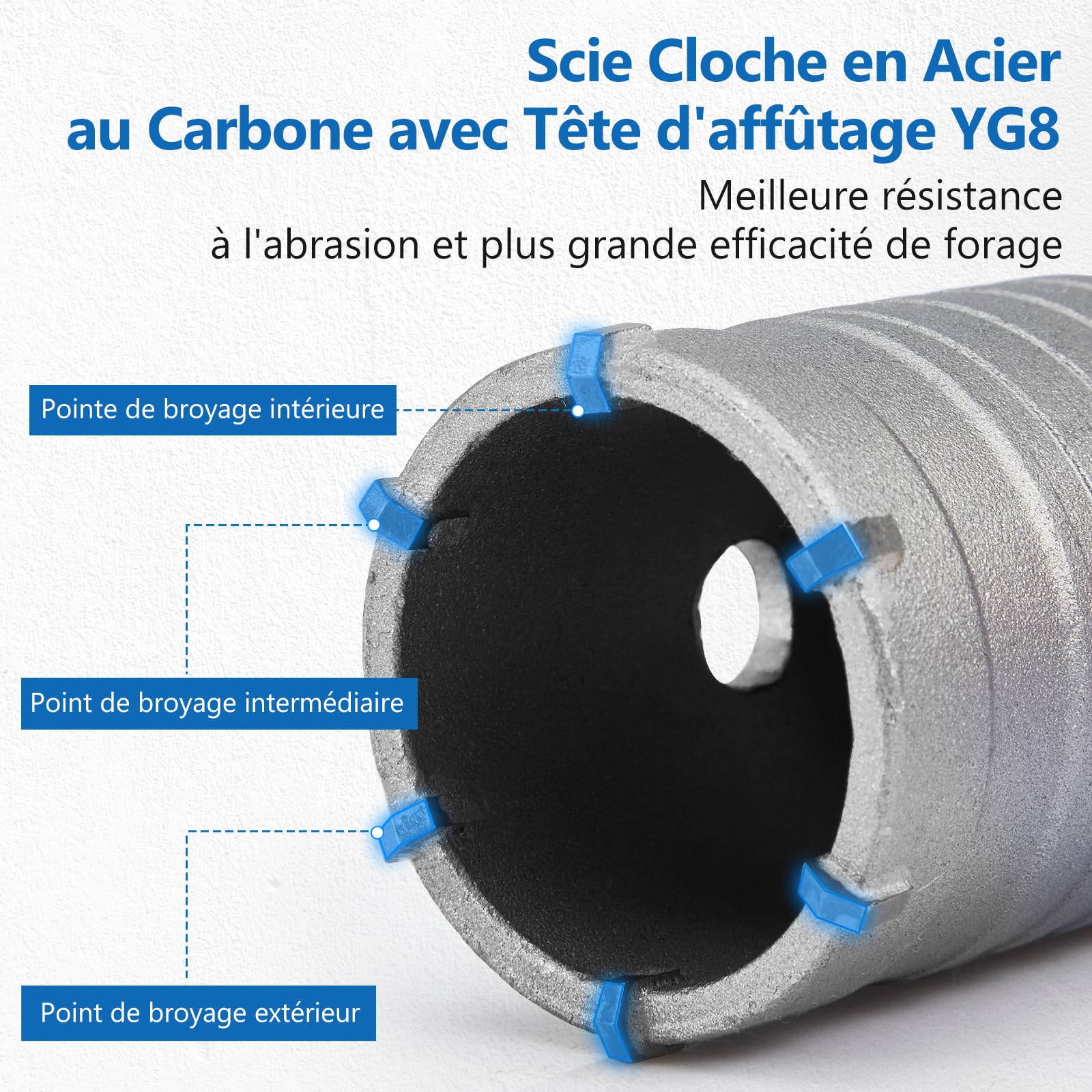 Scie Cloche Beton 68mm 50mm 40mm 30mm | Set de Scies-cloches en Acier au Carbone avec Foret 7mm et Manche SDS Plus 330mm, pour Perforation de Murs