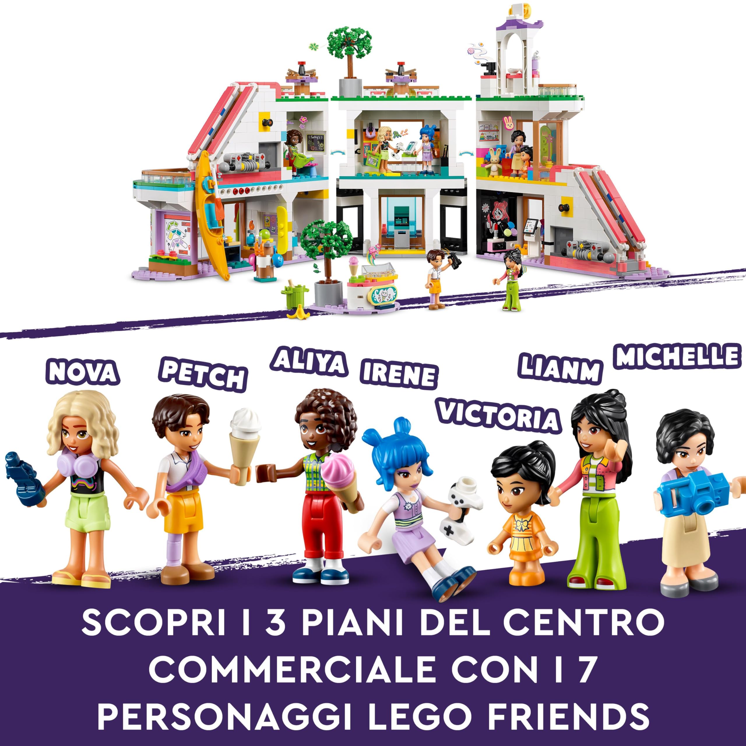 LEGO Friends Centro Commerciale di Heartlake City, Giochi per Bambine e Bambini da 8 Anni in su per lo Sviluppo delle Abilità Sociali, Set con 7 Mini Bamboline e Negozi da Costruire, Idea Regalo 42604
