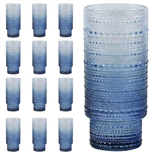 Miniatura 13 de Juego de 6 vasos para beber Hobnail de 16 onzas, vasos de vidrio vintage, vasos de agua transparente, vasos para cocina, jugo, cerveza, cóctel,