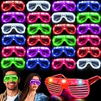 Vista 1 de Paquete de 30 lentes LED que brillan en la oscuridad, suministros de fiesta, lentes de palo brillante, gafas de fiesta para adultos y niños