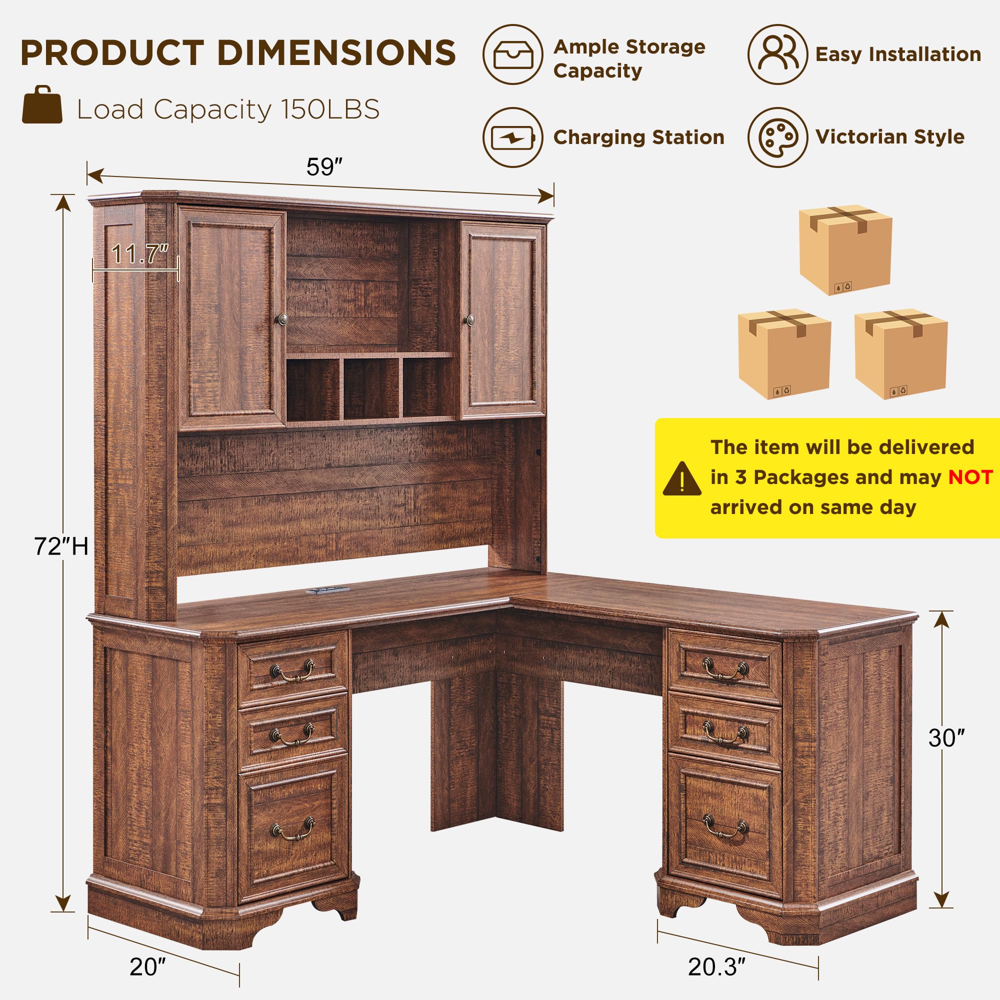 Spacious Home Office Computer Desk w/ Hutch and Ample Storage Space - Bed Bath & Beyond - 37594446