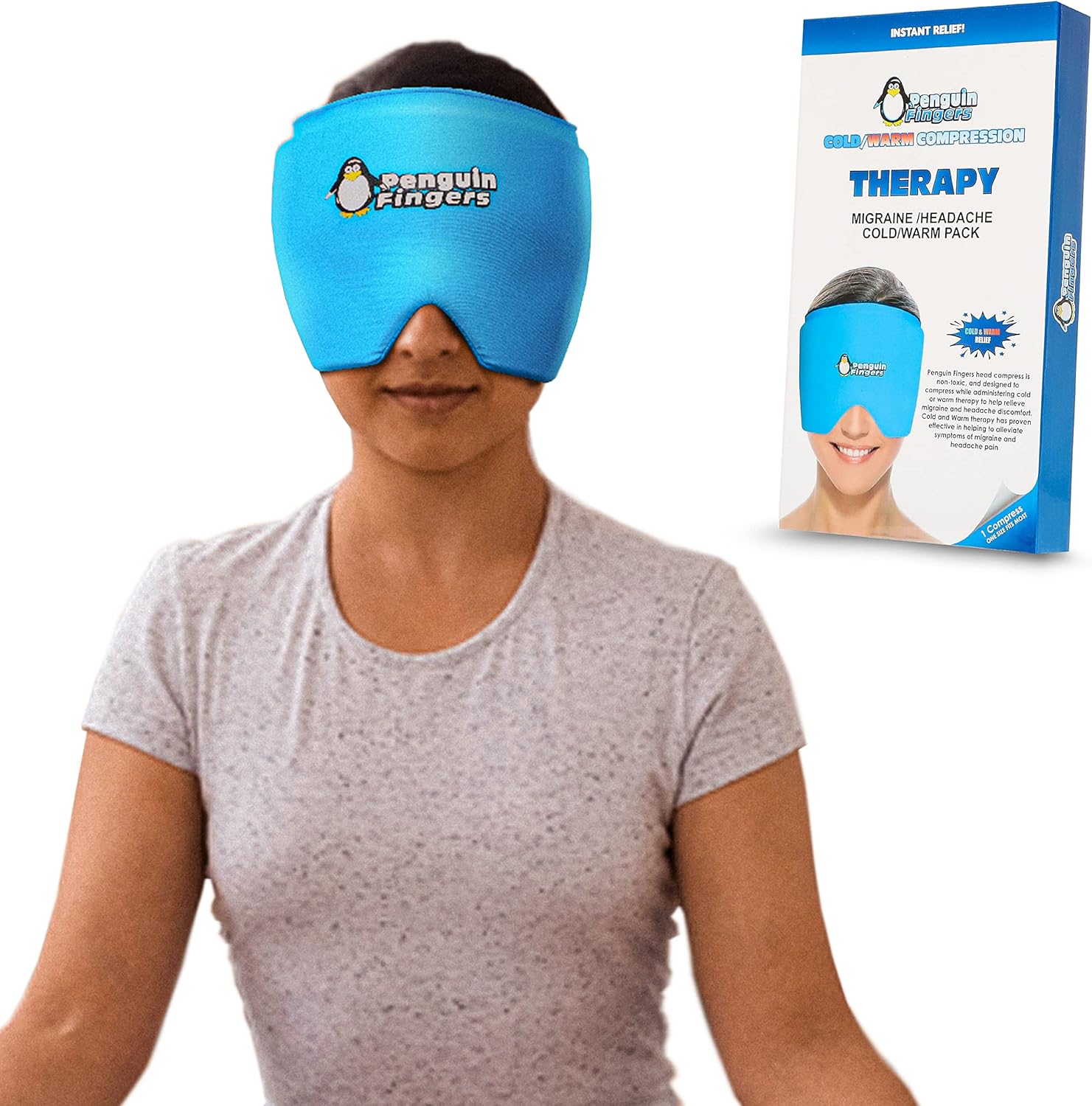 Weighted Eye Mask Migraine Headache Relief Ice Cap, Reusable Head Wrap Cold Pack