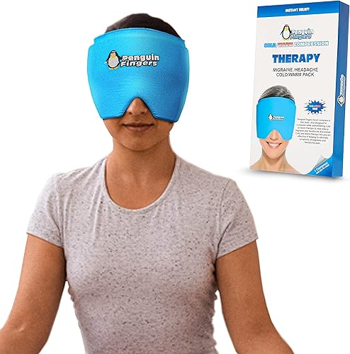 Máscara de ojos ponderada para aliviar el dolor de cabeza y migraña, envoltura de cabeza reutilizable, paquete frío, tapa de bolsa de hielo para