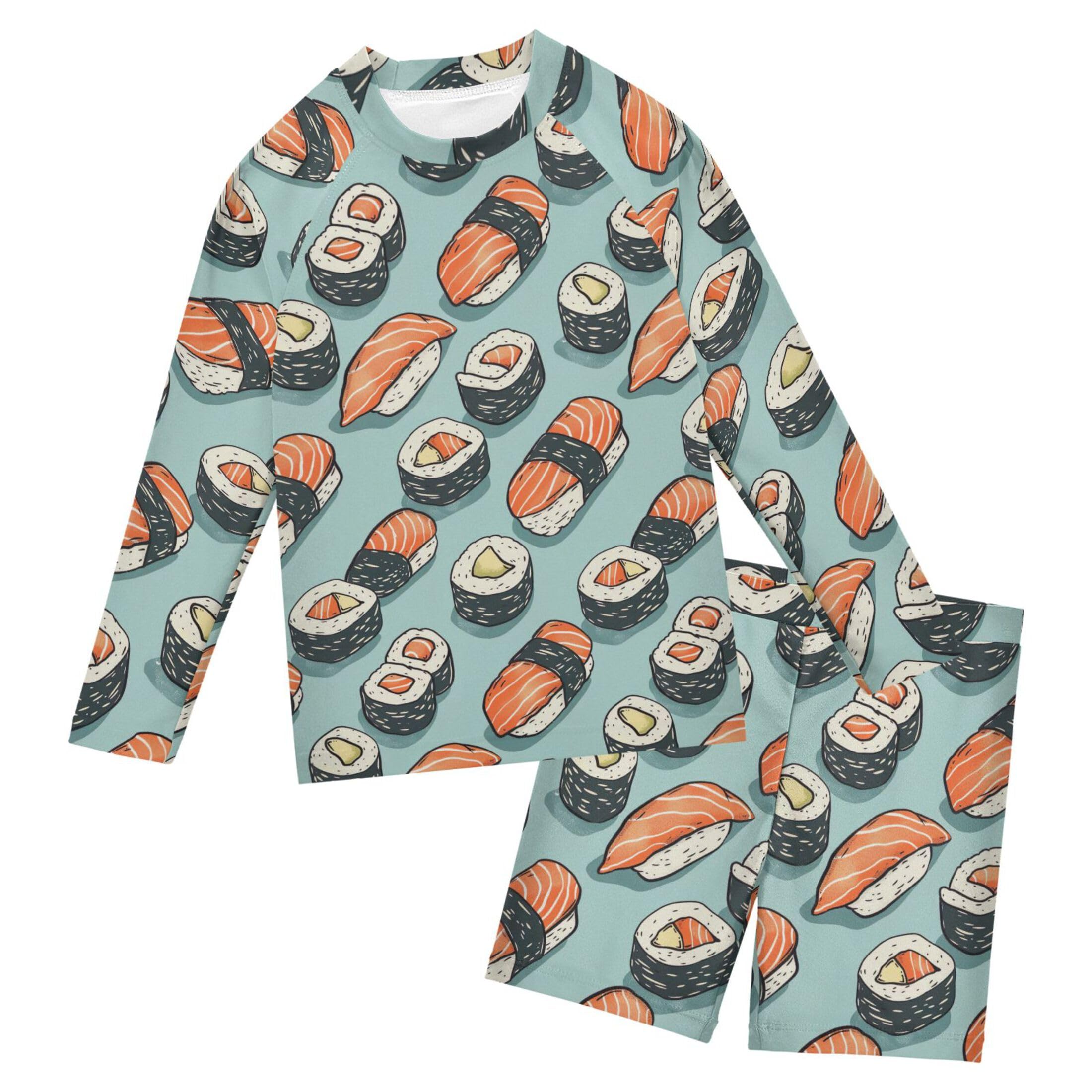 Sushi Food Toddlers and Baby Boys' Swimsuit Trunk and Rashguard Set B0403693