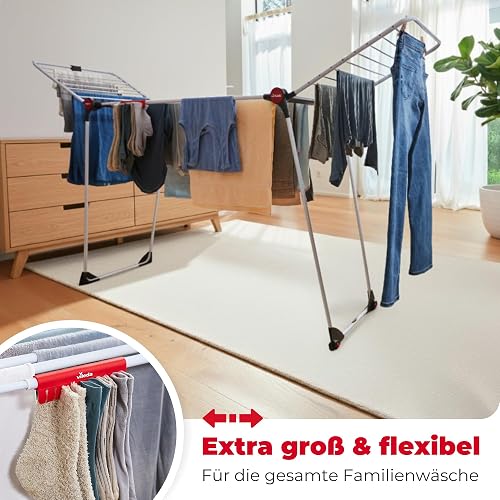 Vileda Infinity Flex Plus Clothes Airer | Extendable Drying Rack up to 2m | Indoor Laundry Dryer holds up to 3 Wash Loads | Foldable Indoor Drying Rack | Ideal for Bedding & Long Items - 3
