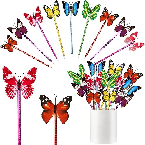 24 bolígrafos de flores a granel, girasol, mariposa, lirio de cala, bolígrafos de escritura de 0.020in 0.028in para el hogar, escuela, oficina,