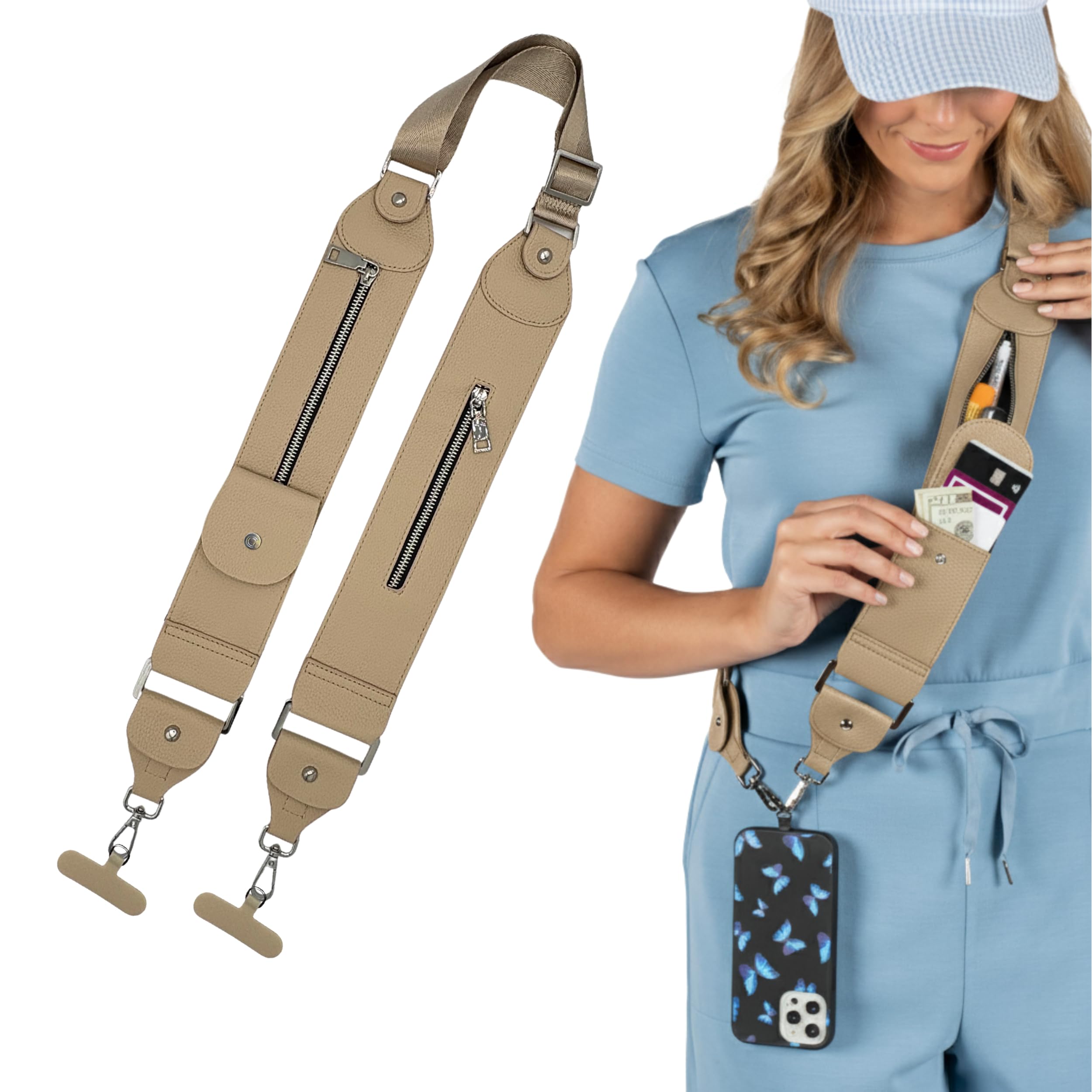 Caitie G Crossbody Phone Purse, Stashie Clip and Go Strap with 3 Pockets for Cards and Cash, for Travel, Concerts, Sports
