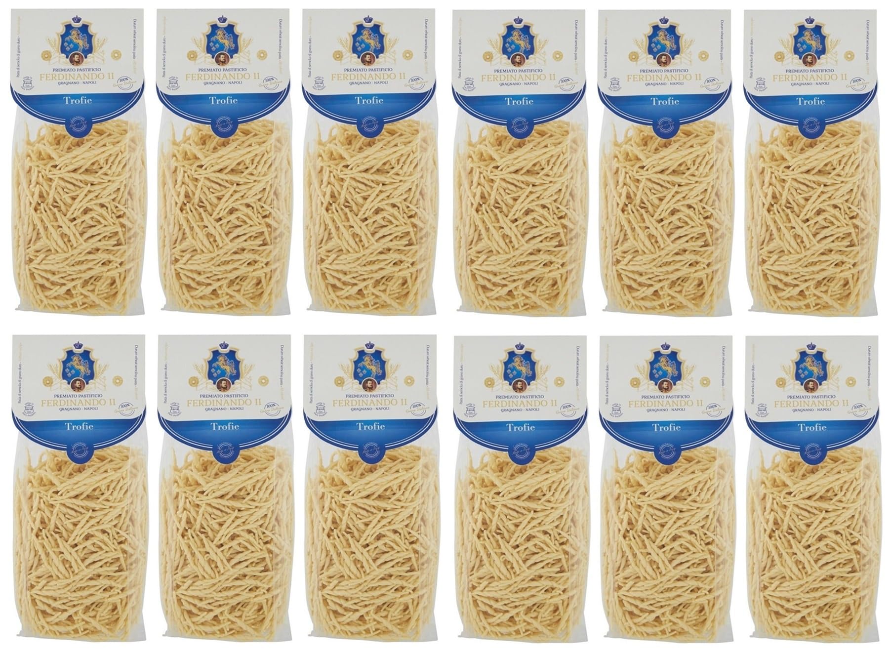 12er-Pack Pastificio Ferdinando II Trofie Pasta di Gragnano I.G.P.,Nudeln aus Hartweizengrieß 500g
