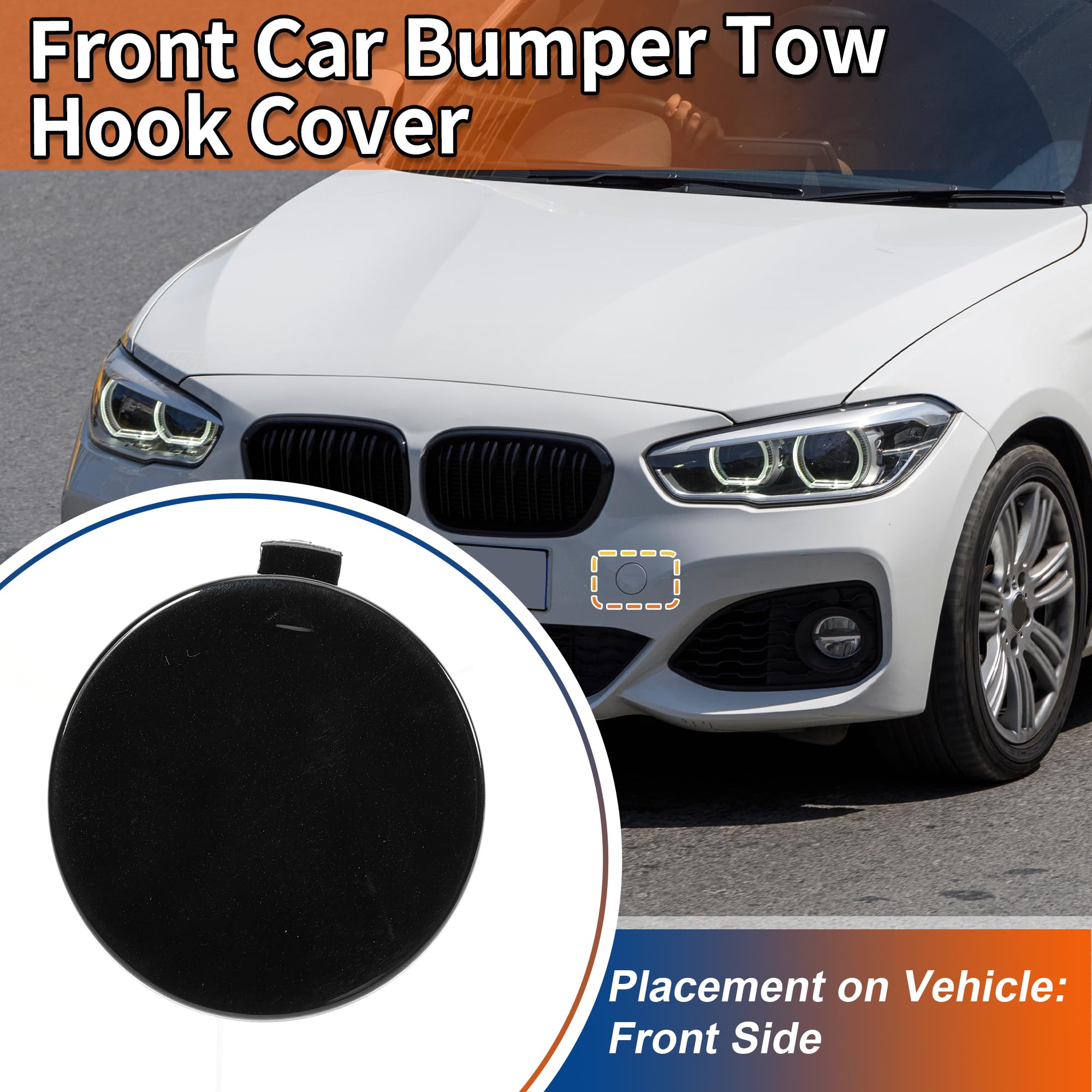A ABSOPRO Copertura gancio traino paraurti anteriore per BMW Serie 1 M-Sport F20 F21 LCI Berlina 2015-2018 Codice articolo: 51118064578 - Confezione da 1 Zaffiro Nero