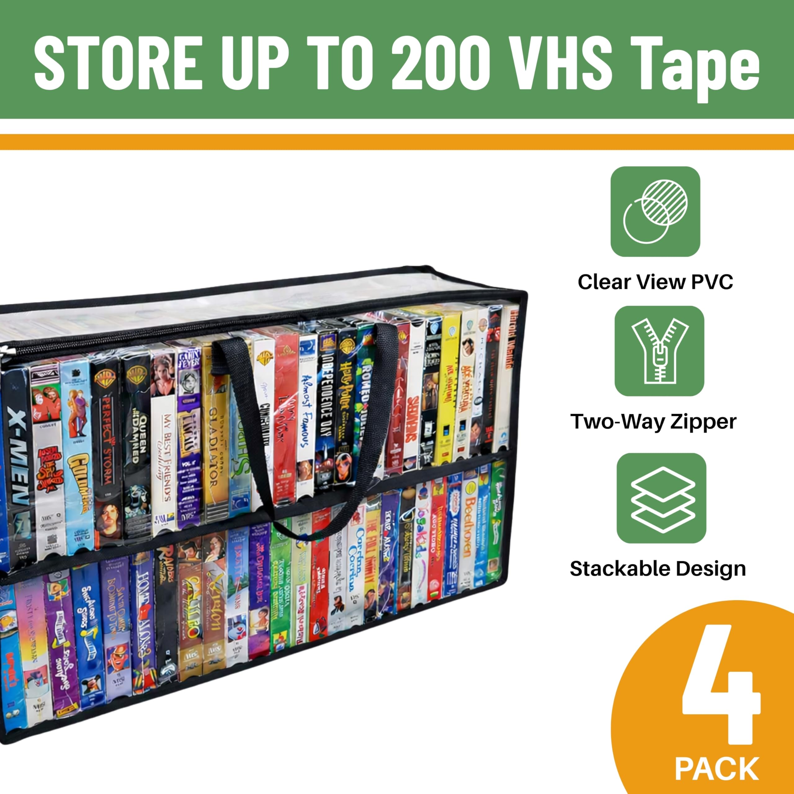 Amazon.com: Evelots 4 Pack-VHS Movie Tape Storage Bag/Case, Clear