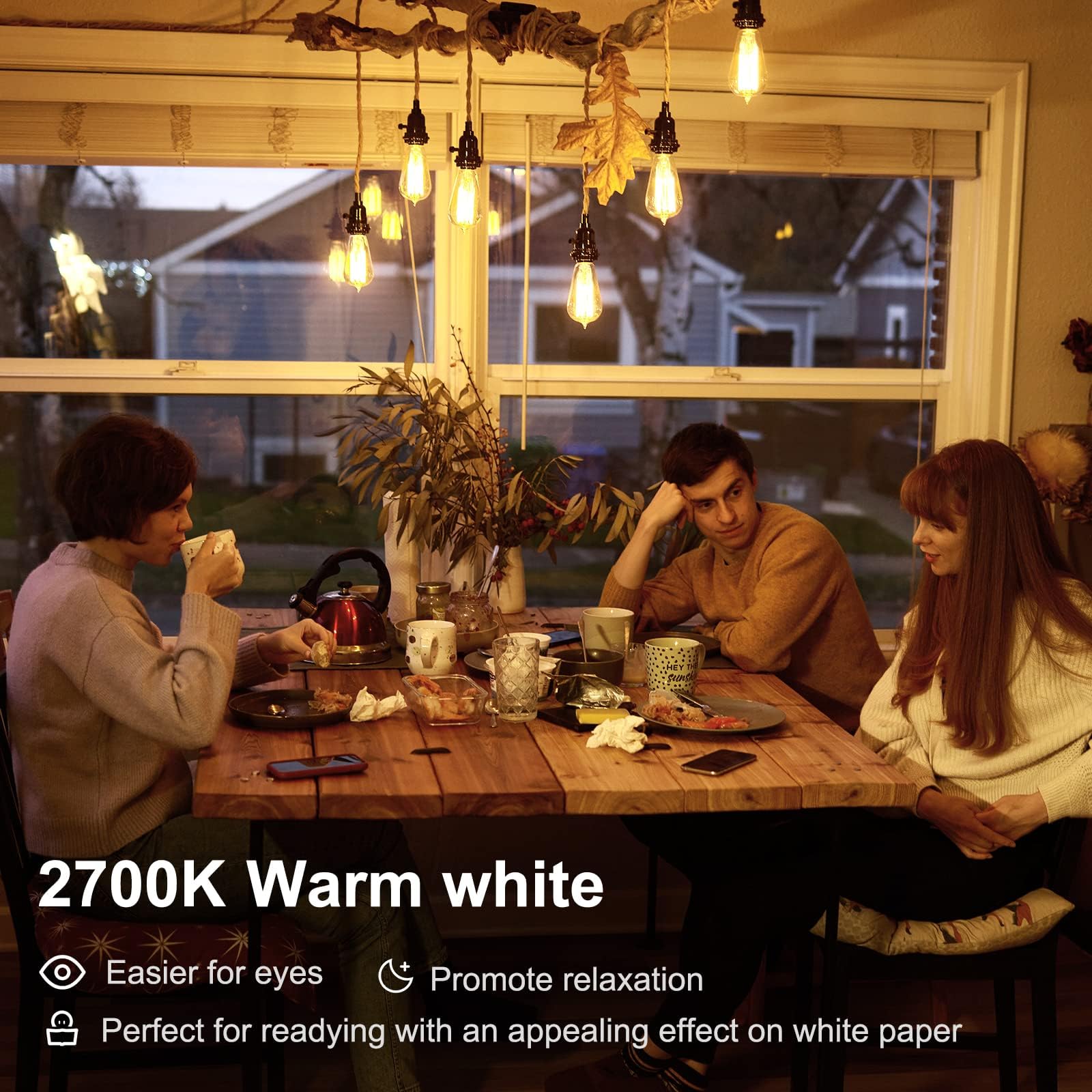 Wiaone TJOY Edison-Glühbirnen, entspricht 60 W, dimmbare Vintage-LED-Glühbirnen, E26 mittlerer Sockel, Warmweiß 2700 K, ST58, 8 W, 800 lm, 80+ CRI, antike dekorative Glühfaden, LED-Glühbirne, klares
