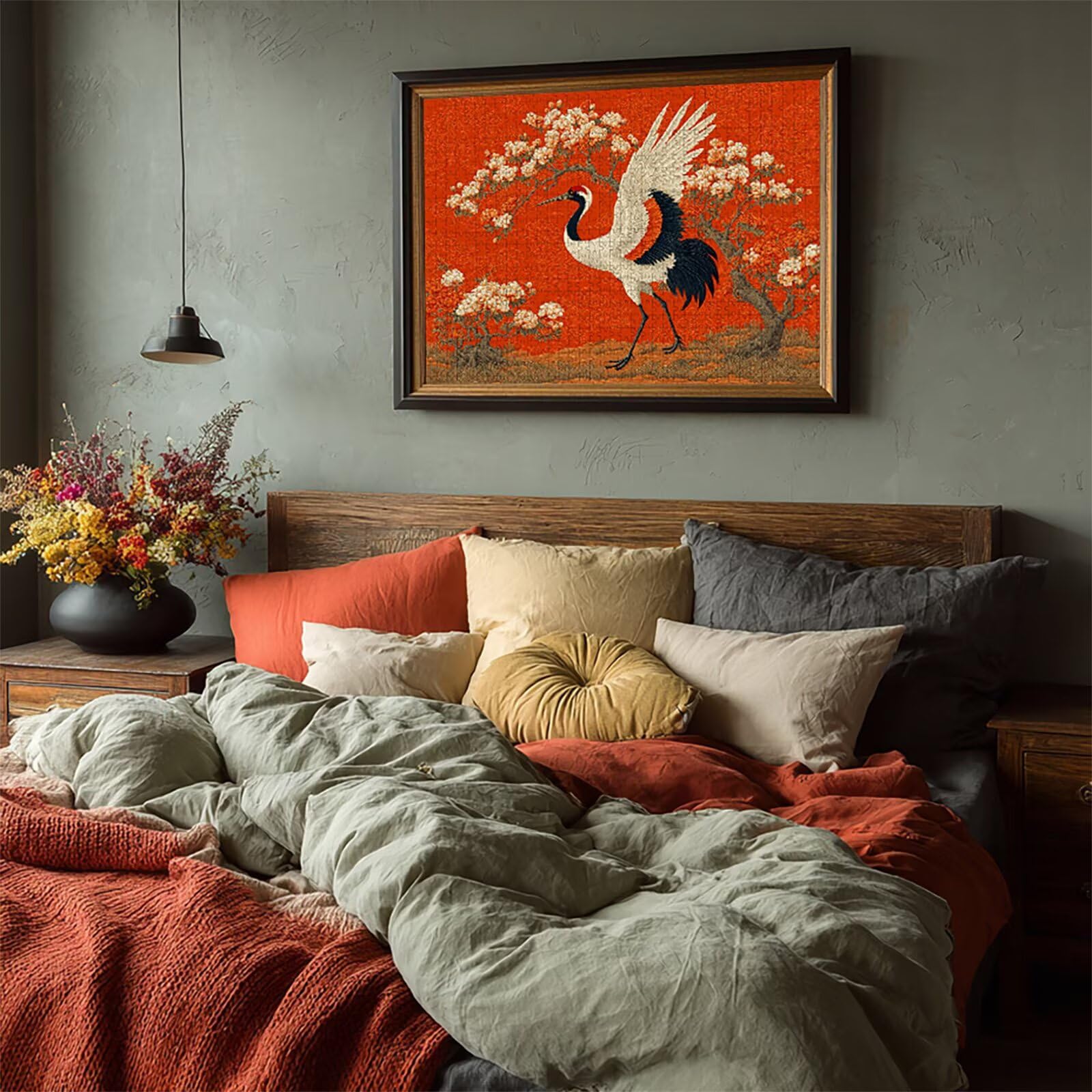 Puzzle 3000 elementów dla dorosłych, czerwone, drewniane puzzle, 122 x 81 cm, części ściśle do siebie pasują, dla mężczyzn, kobiet, starszych seniorów, dekompresji, letnia dekoracja ścienna, prezenty