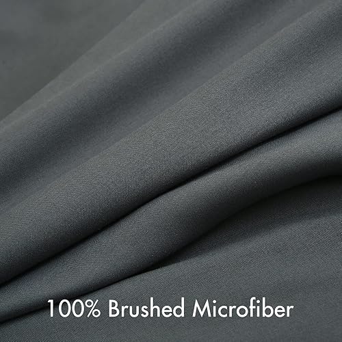 Miniatura 6 de MUXHOMO Juego de funda de edredón gris oscuro tamaño King, de microfibra cepillada suave y refrescante, 3 piezas con cierre de cremallera, 1 funda