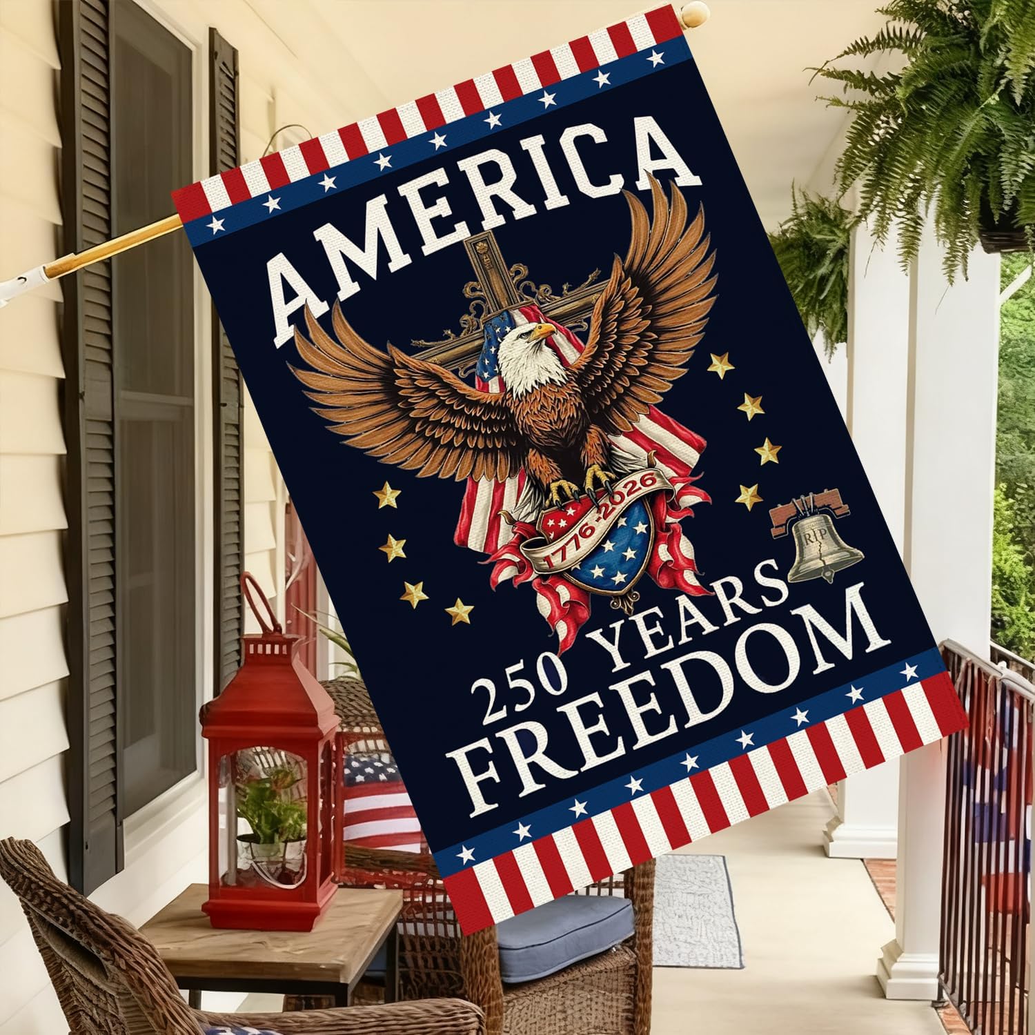Baccessor America 250 Years Freedom House Flag 28x40 Inch Double Sided,250th Anniversary USA Patriotic 1776-2026 Banner Commemorative Outdoor Outside Decoration - Image 9