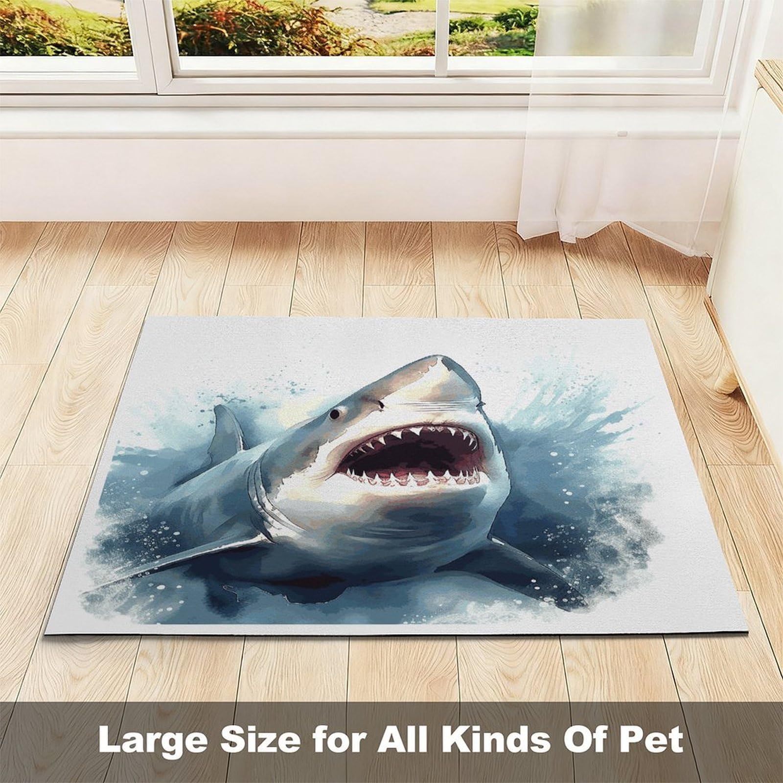 Tapis de nourriture pour chat requin dans la mer – Tapis d'alimentation antidérapant pour chien facile à nettoyer pour la nourriture et l'eau, tapis de gamelle pour chien et chat, 61 x 81,3 cm