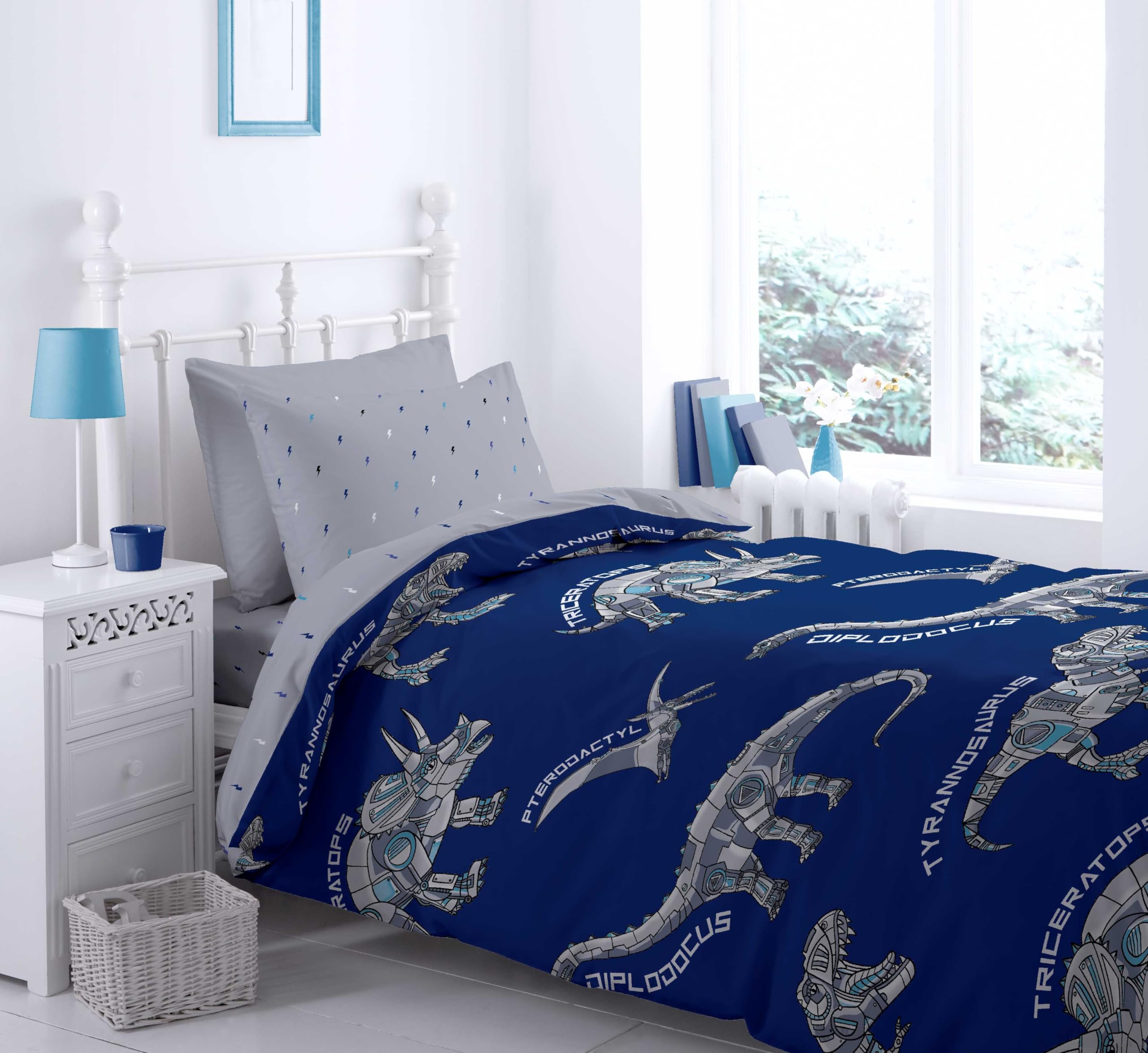 Catherine Lansfield Dinobot Funda Nórdica + Funda de Almohada Cama 105 cm (180x220+50x125)
