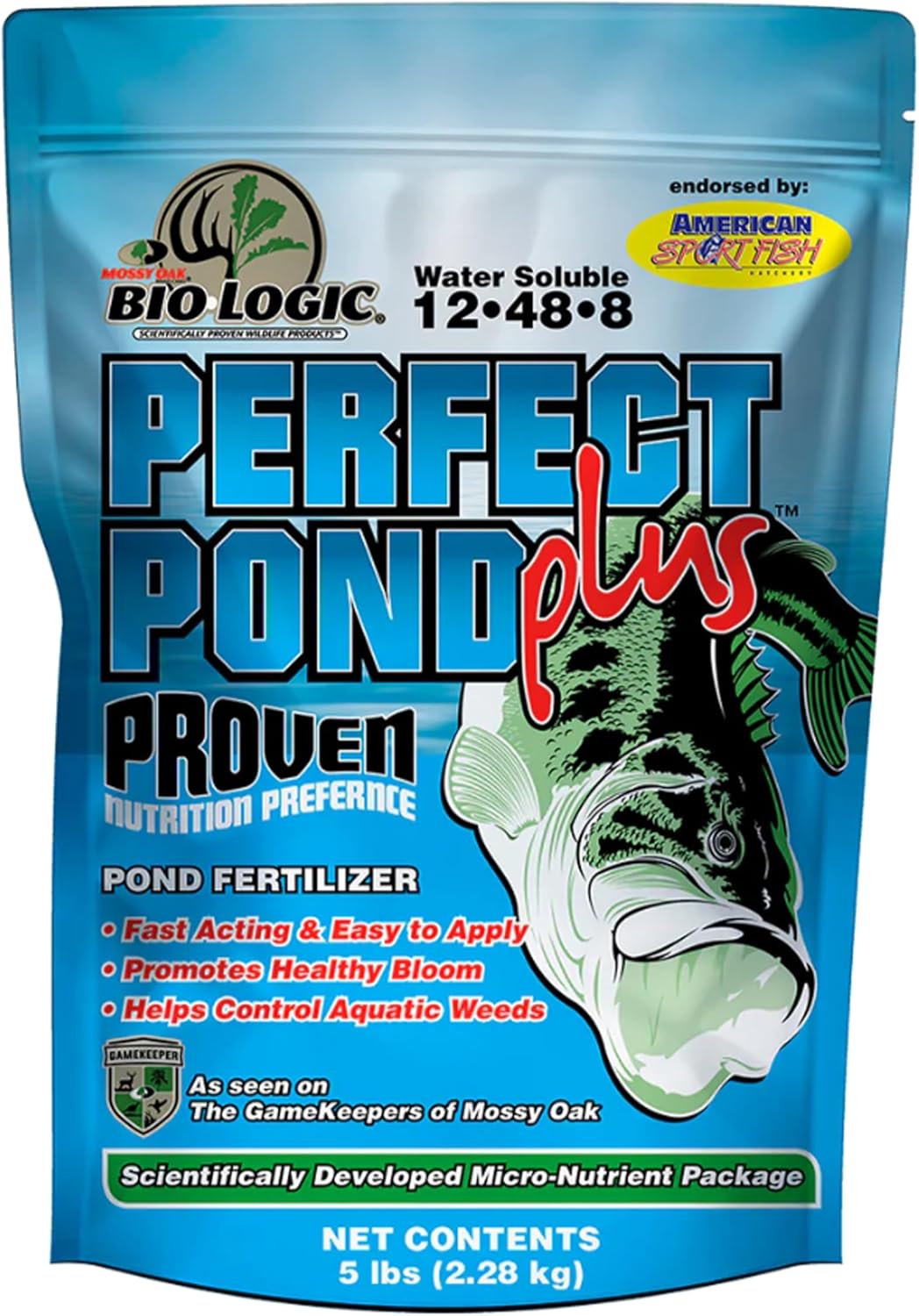 BioLogic Perfect Pond Plus, Fish Pond Fertilizer, Granular Fish Pond and Plant Fertilizer, Fast Acting & Easy to Apply, 5 lb Bag Broadcasts 1 Acre